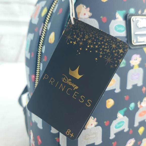 Loungefly Disney Snow White and the Seven Dwarves Beds Print Mini Backpack - Picture 2 of 7